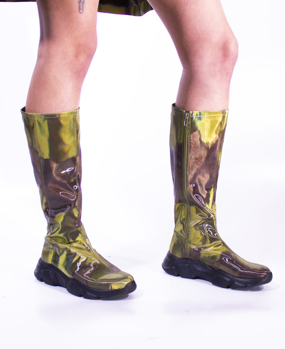 Holographic Banana Cow Color-Changing Boots