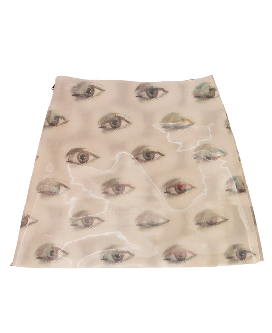 BEIGE BLINKING EYE MINI SKIRT