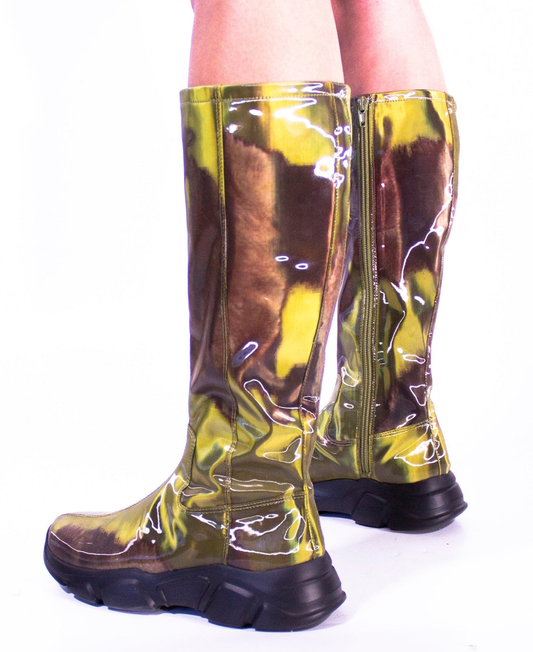 Holographic Banana Cow Color-Changing Boots