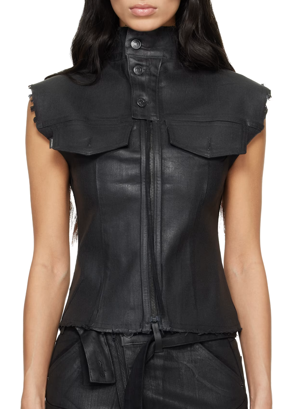 Glazed Denim Zip Top