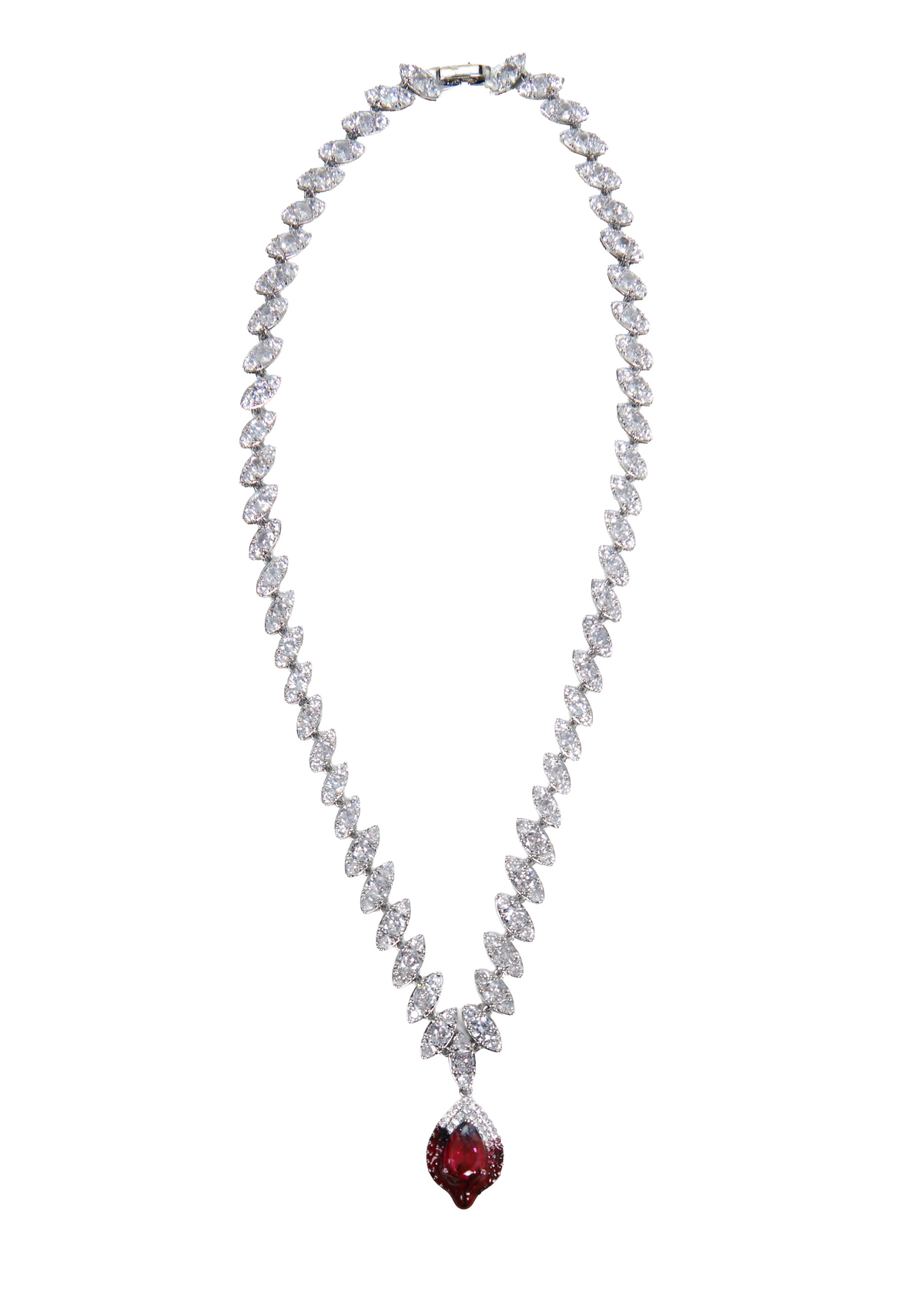 DIAMOND DIP NECKLACE - RED MARBLE