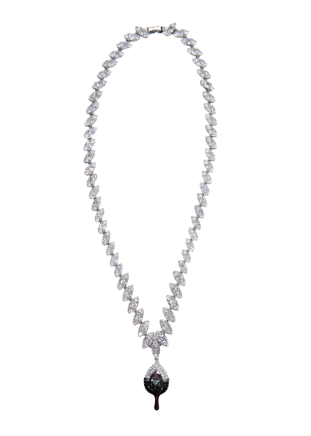 DIAMOND DIP NECKLACE - SILVER-BLACK