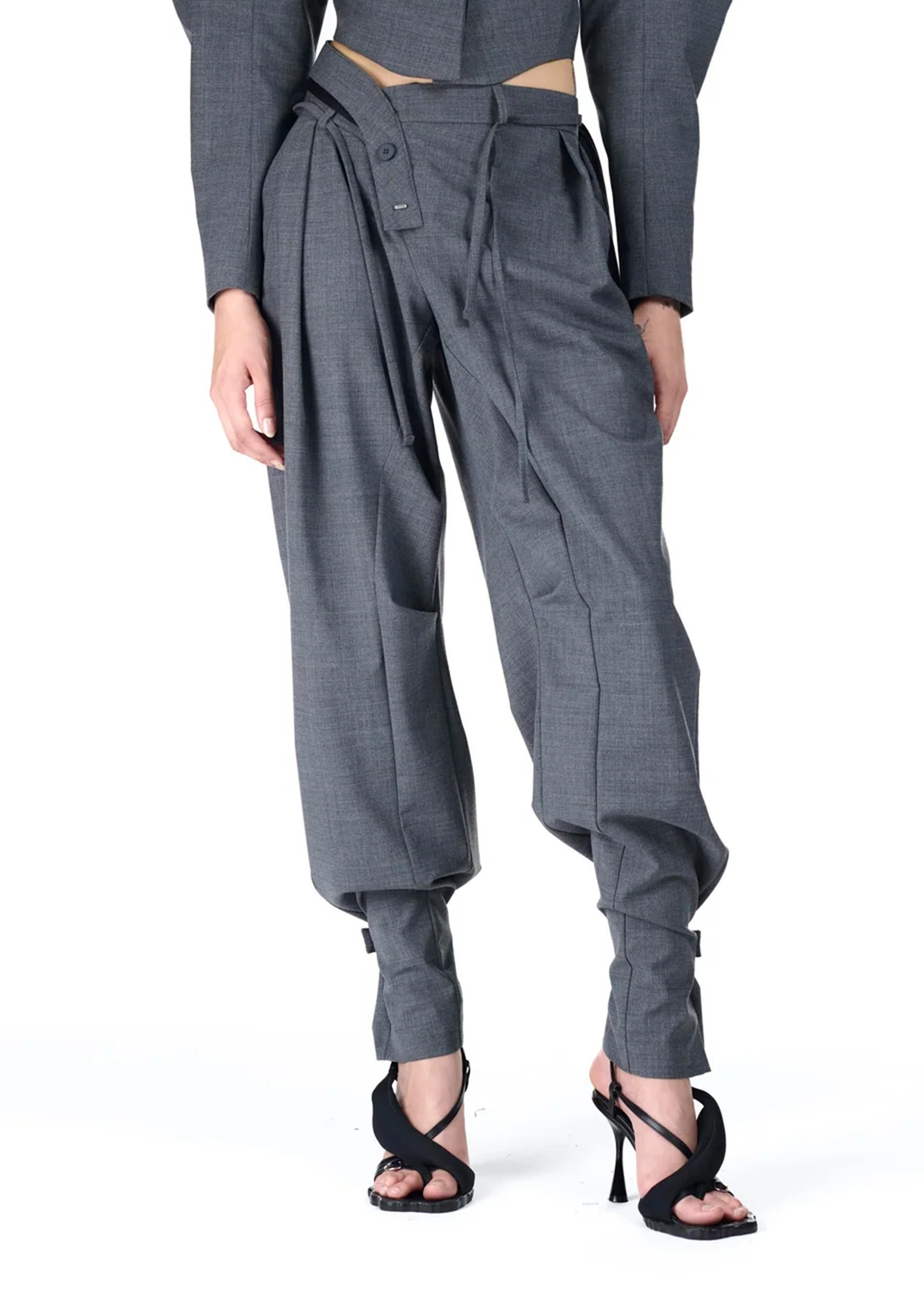 Strapped Baggy Suit Pants