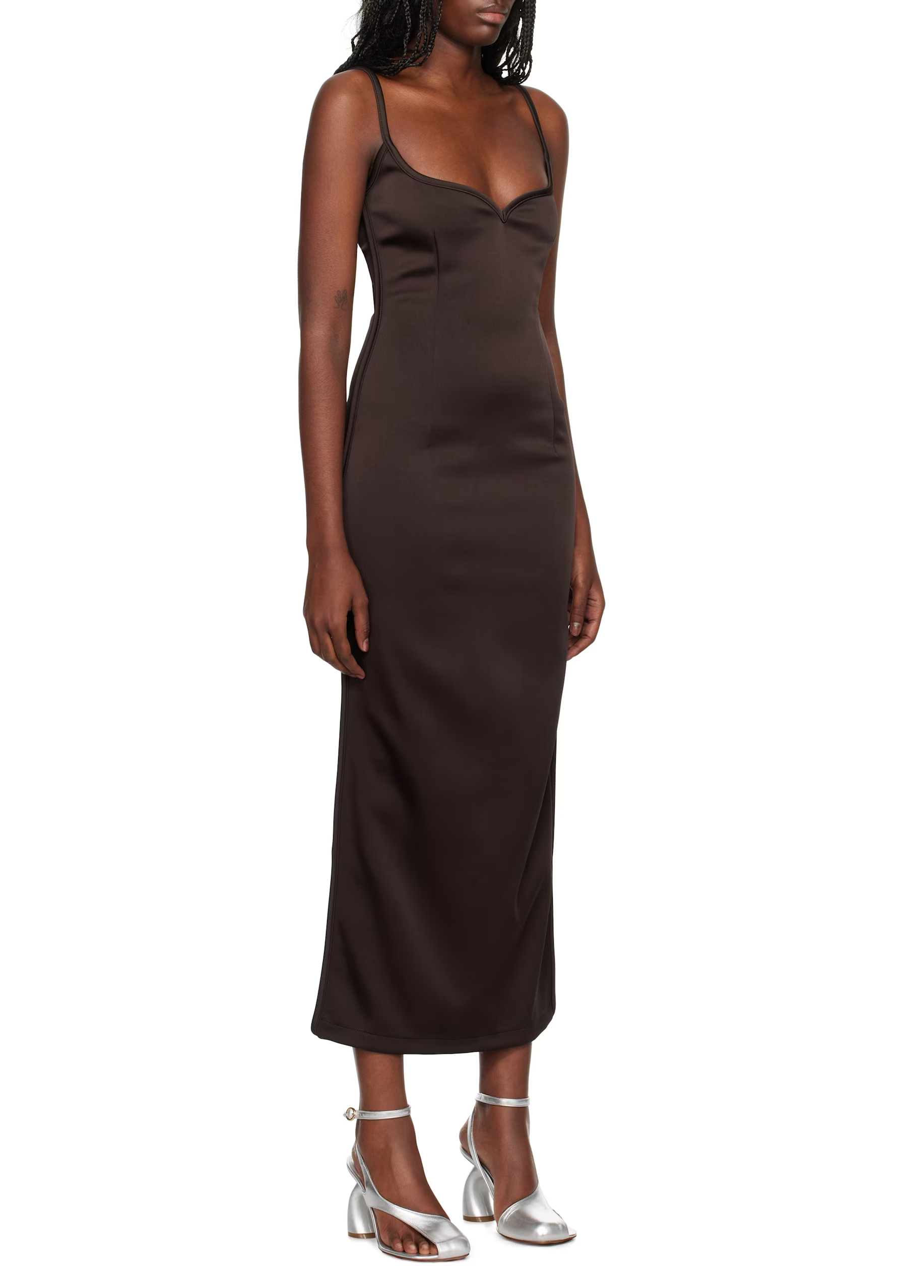 Brown 09 Heart Midi Dress