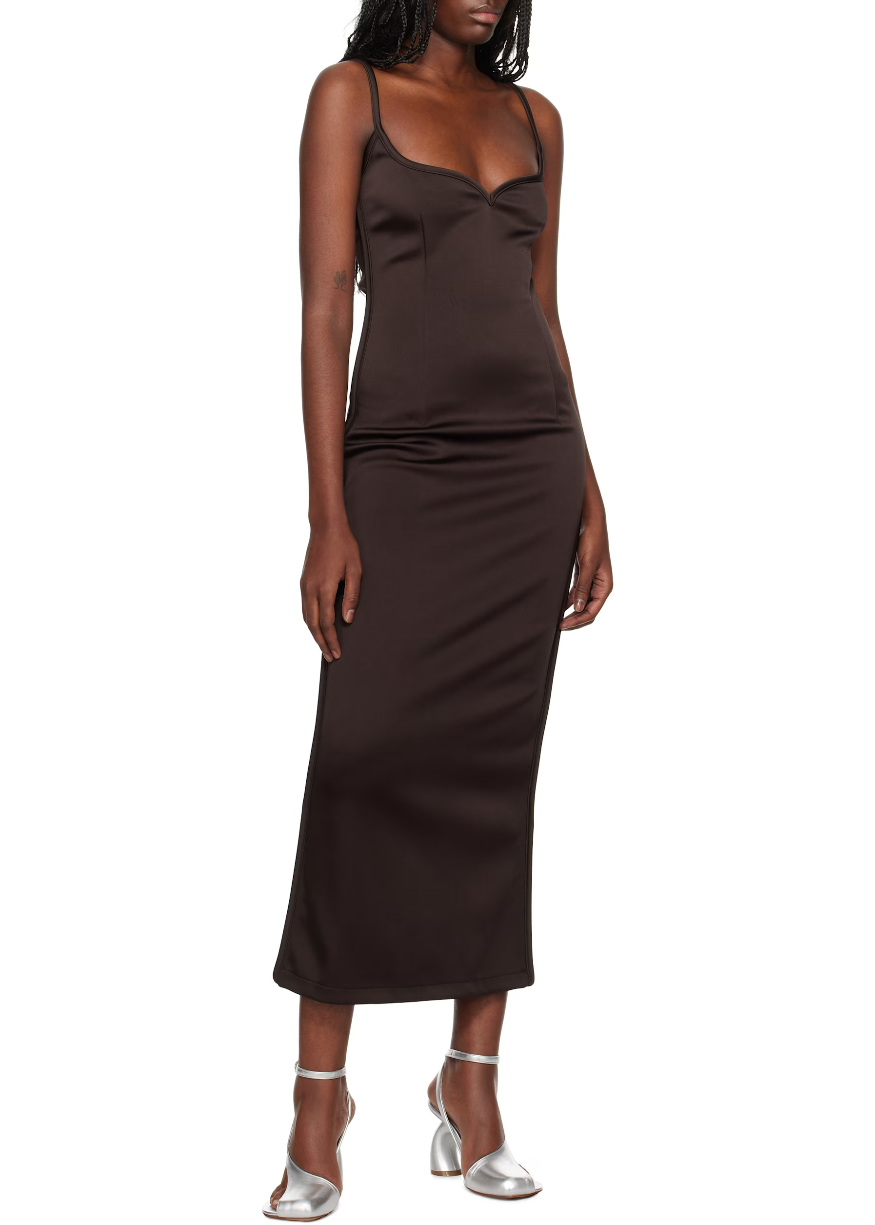 Brown 09 Heart Midi Dress