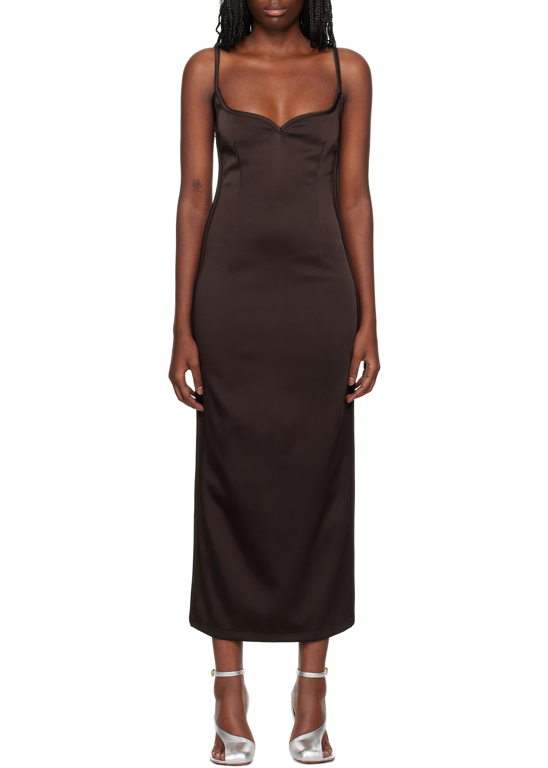 Brown 09 Heart Midi Dress