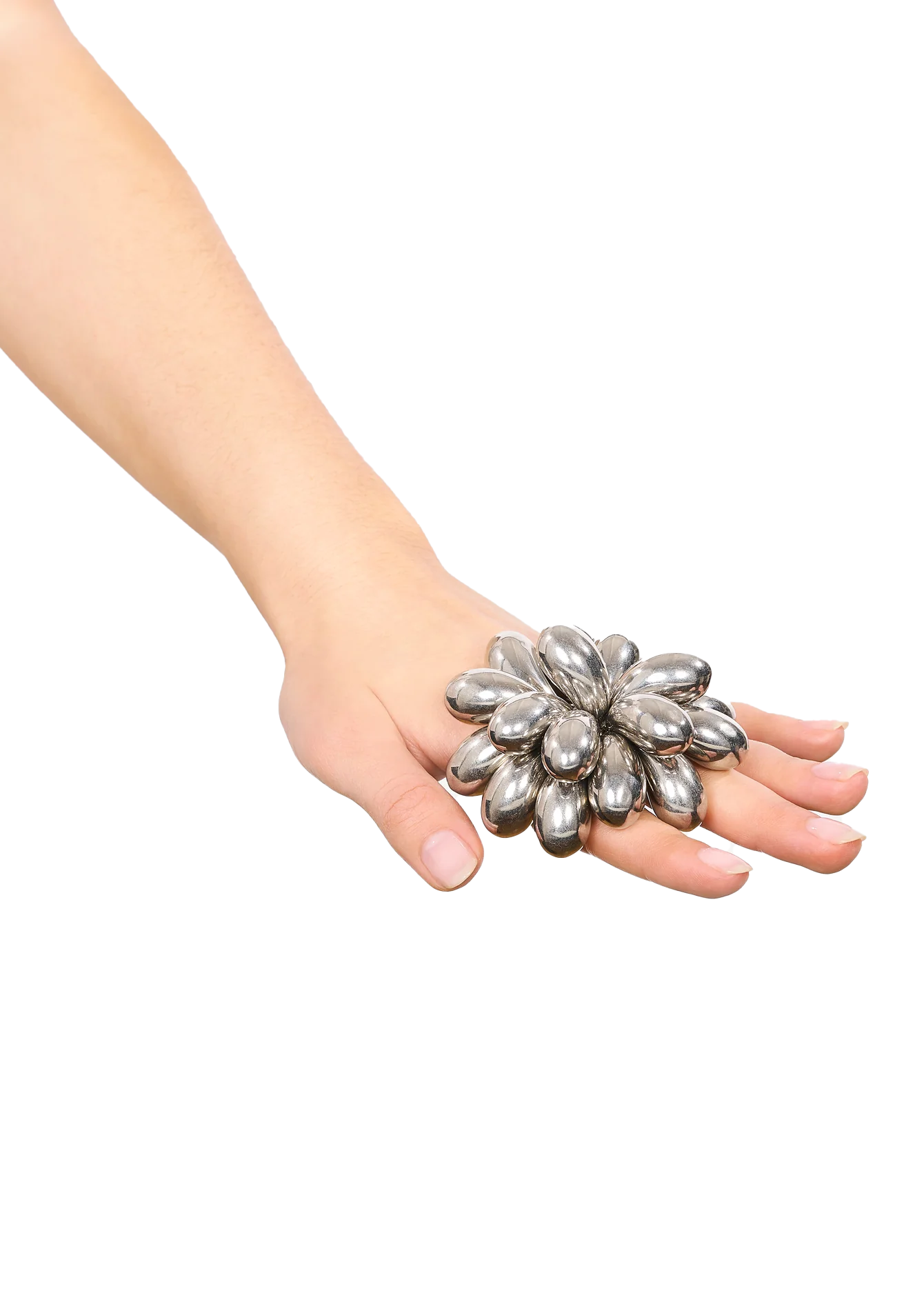 SILVER PISTIL BALL RING