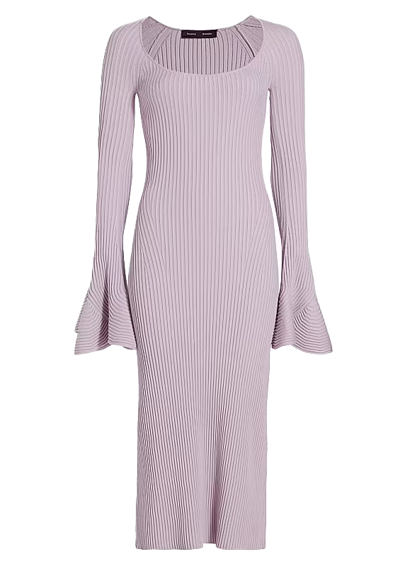 FLUTED RIB KNIT DRESS - LILAC