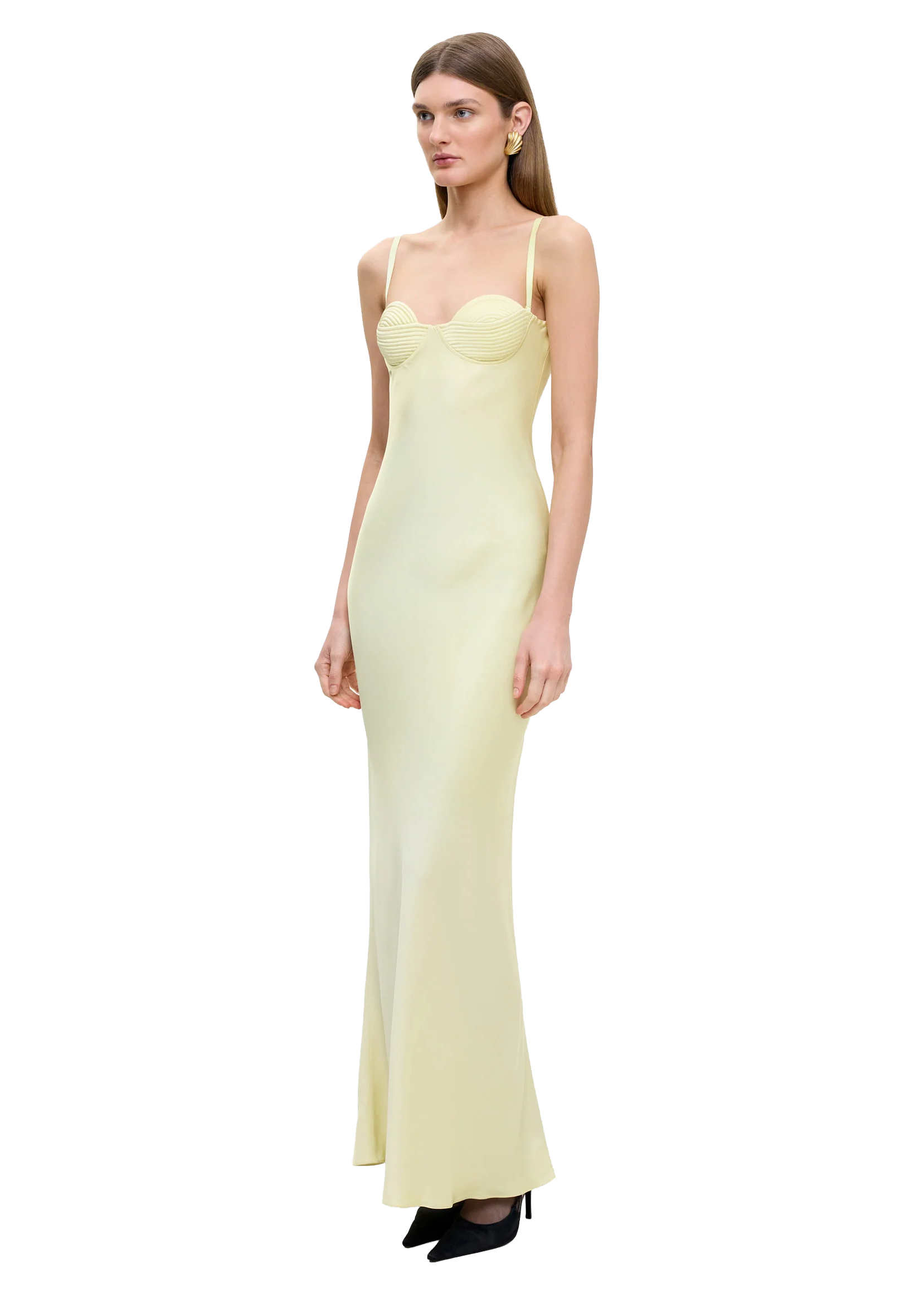 Pale yellow Anna October slip dress for daytime wedding guest dressing