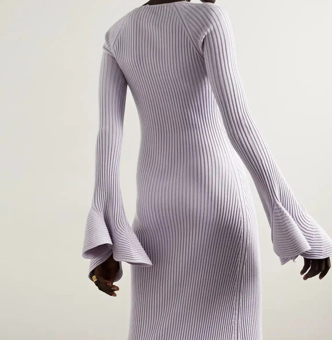 FLUTED RIB KNIT DRESS - LILAC