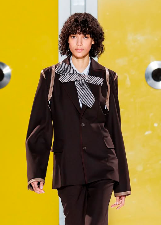 Leather Shoulder Tailored Jacket